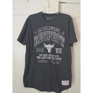 Under Armour X Project Rock Men's Gray Respect Short Sleeve Tee Shirt M NEW